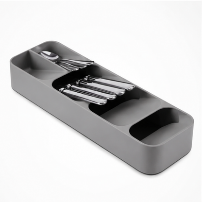 Grey Cutlery Organiser Kitchen Drawer Spoon Tray Insert Utensil Holder 1x