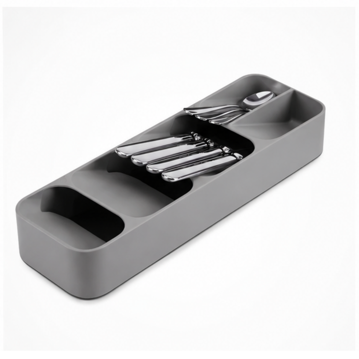 Grey Cutlery Organiser Kitchen Drawer Spoon Tray Insert Utensil Holder 1x