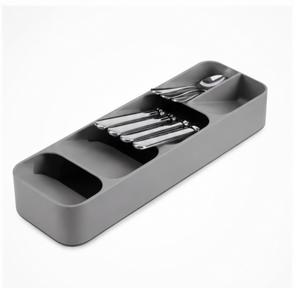 Grey Cutlery Organiser Kitchen Drawer Spoon Tray Insert Utensil Holder 1x