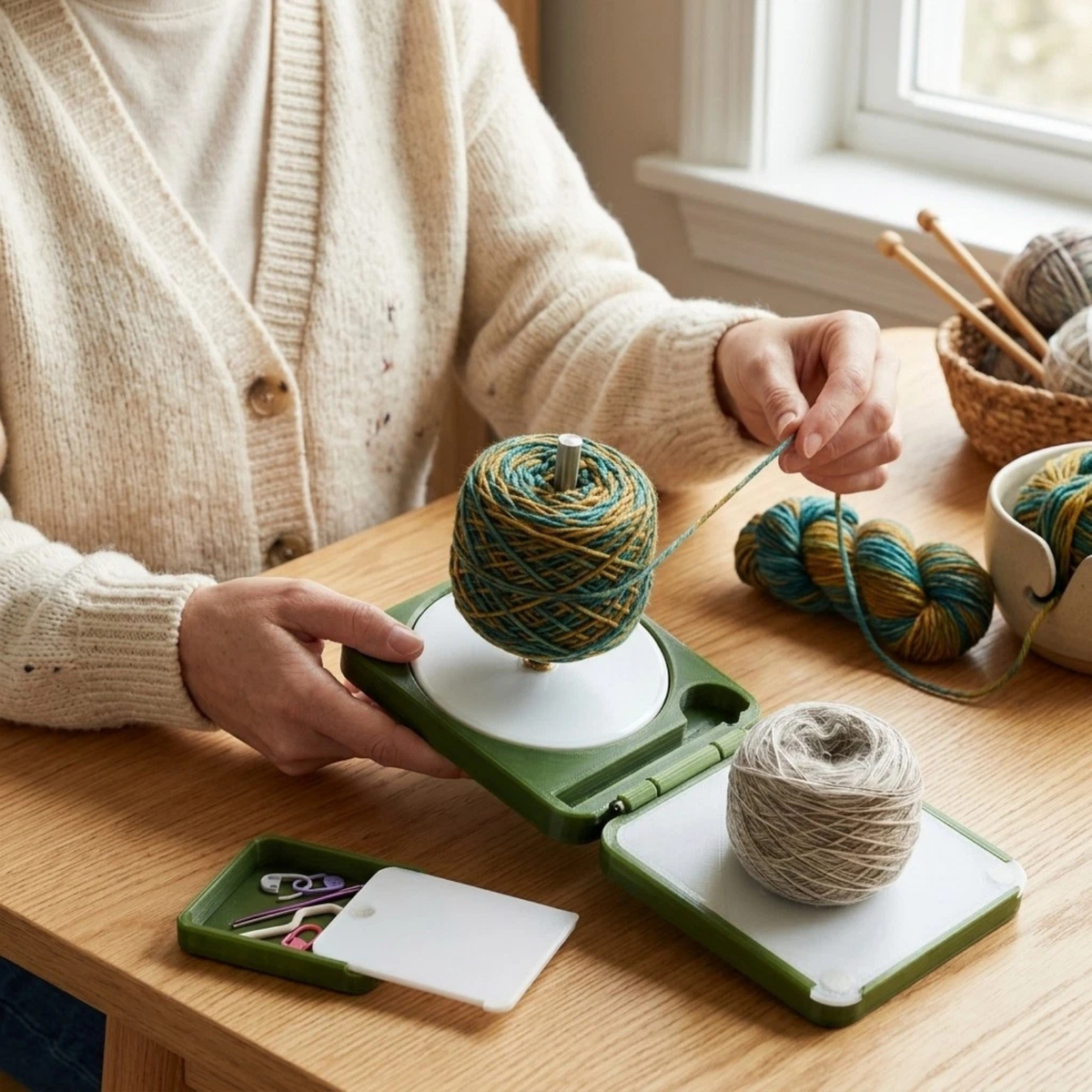 Portable Rotating Yarn Holder Winder for Crochet Knitting Model A