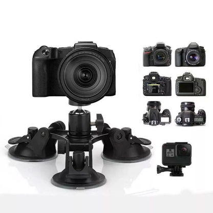 Heavy Duty Triple Suction Cup Car Mount 360 Camera Holder for GoPro