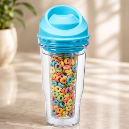Crunch Cup Cereal Tumbler Portable Leakproof Breakfast Travel Cup Blue