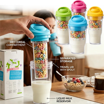Crunch Cup Cereal Tumbler Portable Leakproof Breakfast Travel Cup Blue
