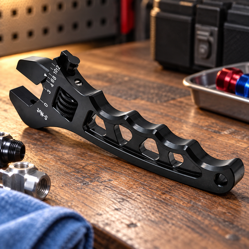Black 3AN 12AN Adjustable Aluminium Wrench Fitting Spanner Multitool Set
