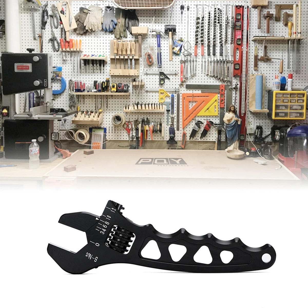 Black 3AN 12AN Adjustable Aluminium Wrench Fitting Spanner Multitool Set