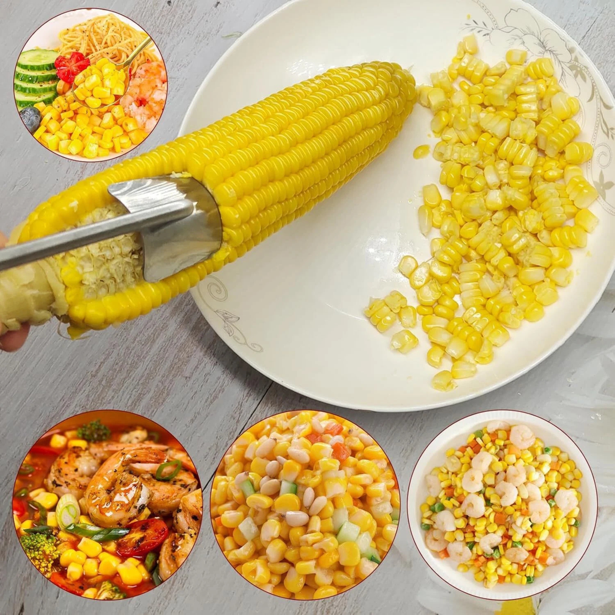 Stainless Steel Corn Cutter Peeler Cob Stripper Kitchen Tool for Cooking