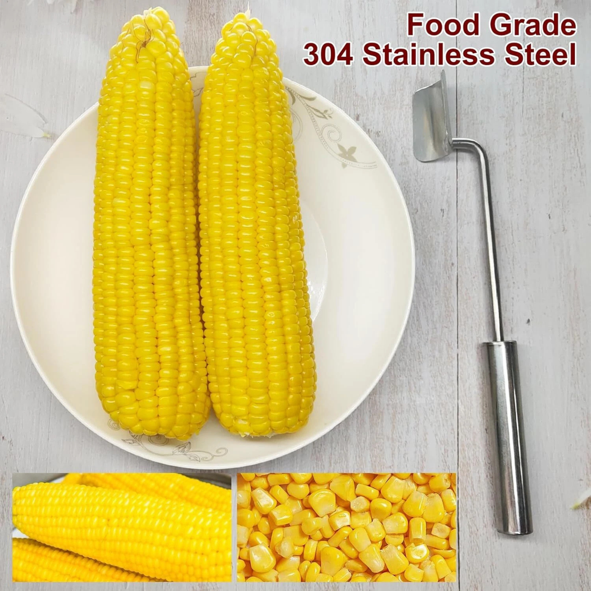Stainless Steel Corn Cutter Peeler Cob Stripper Kitchen Tool for Cooking