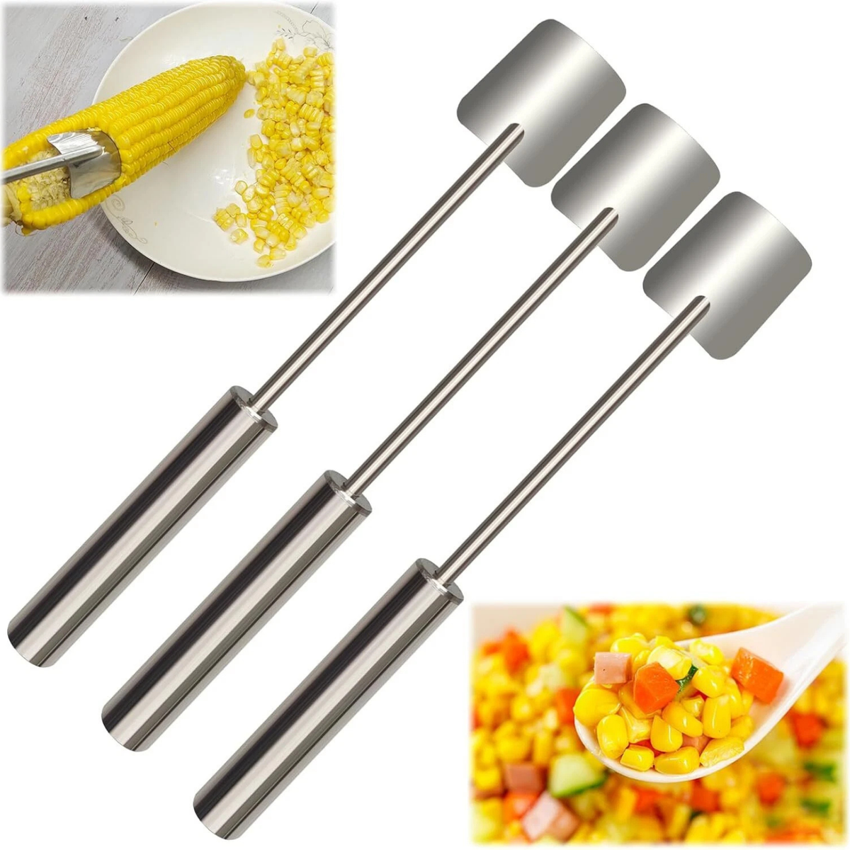 Stainless Steel Corn Cutter Peeler Cob Stripper Kitchen Tool for Cooking