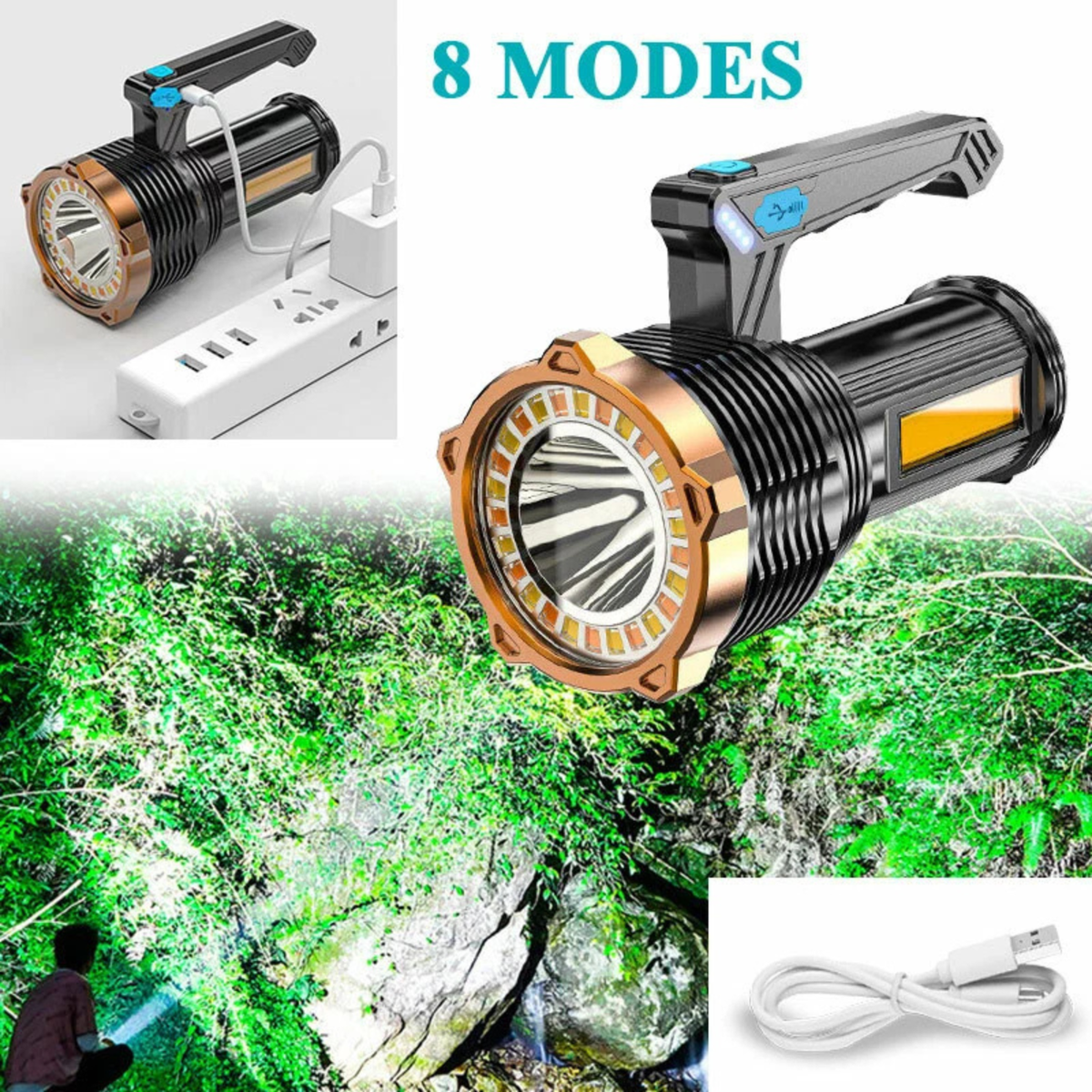 2200000LM USB-C Rechargeable LED Flashlight High Powered Torch Outdoor Light