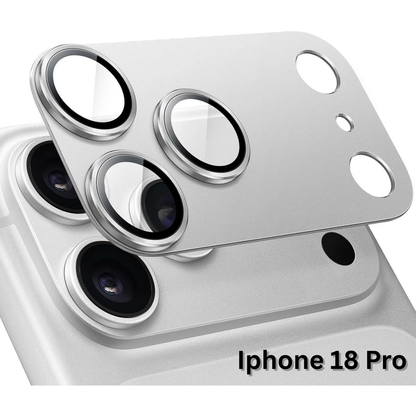 Silver iPhone 18 Pro Metal Glass Ring Camera Lens Protector Cover Guard