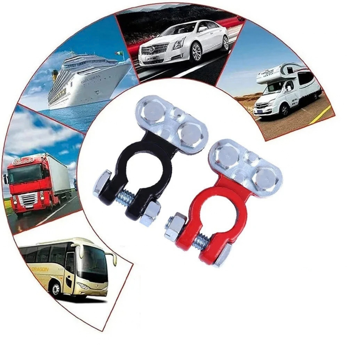 2X 6V 12V Battery Terminal Connectors Positive Negative Car Battery Set Kit