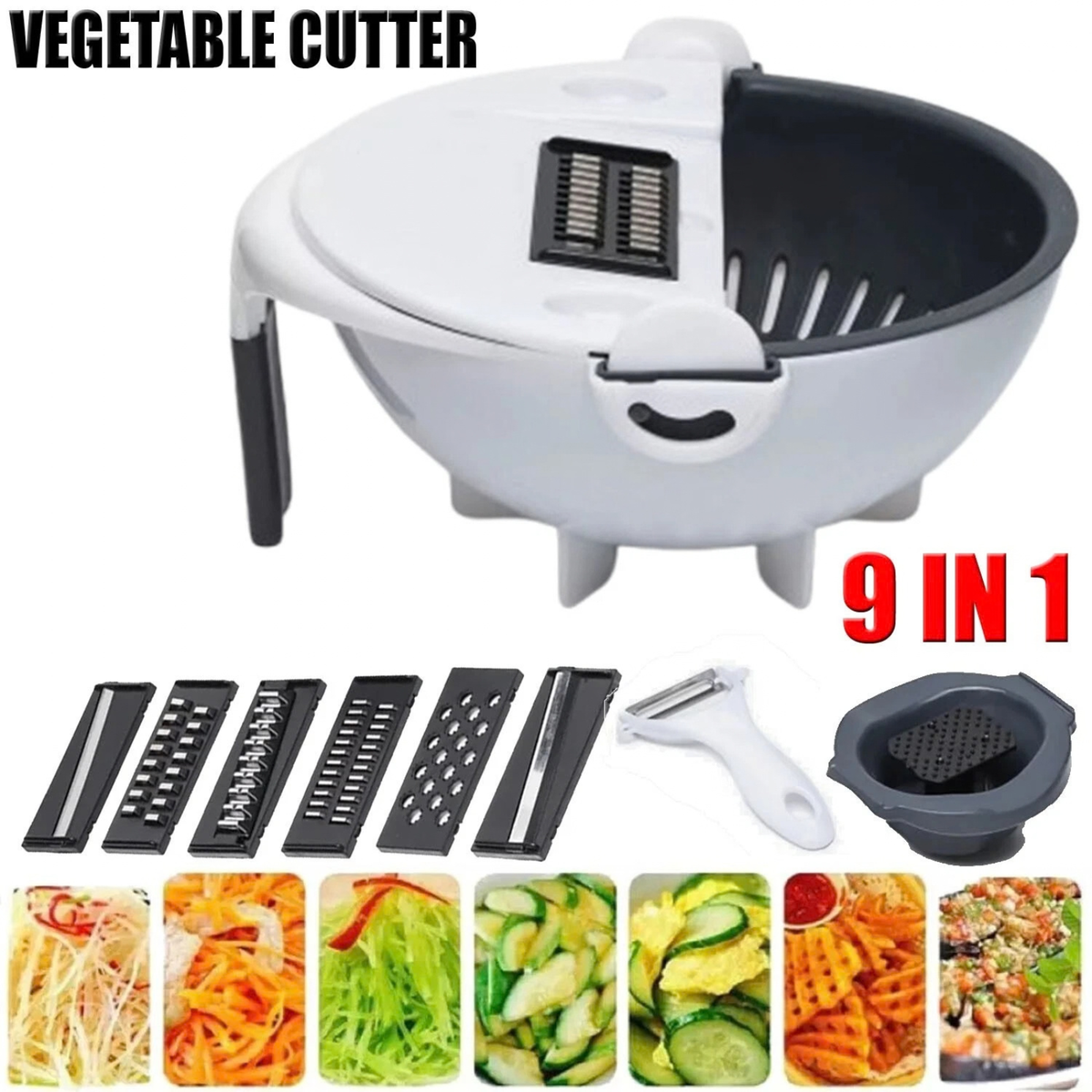 9 in 1 Vegetable Cutter Slicer Chopper Grater with Basket Kitchen Tools Set