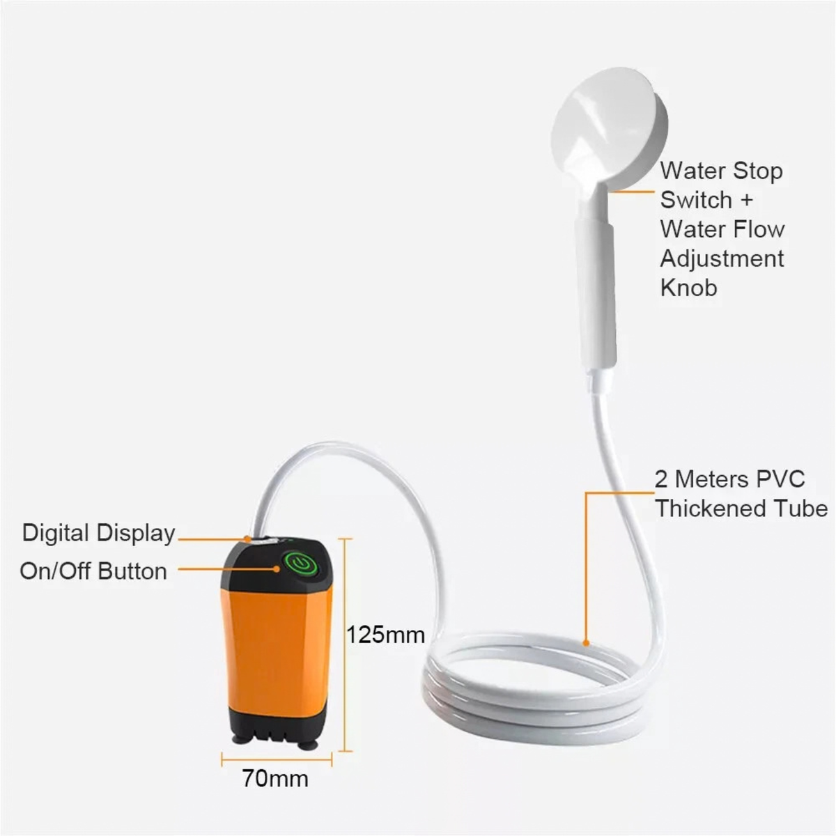 Portable Camping Shower 6000mAh Rechargeable Electric Pump Water Shower Kit