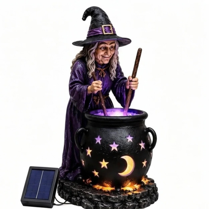 Solar Halloween Witch Garden Light Glowing Cauldron Outdoor Decoration Lamp