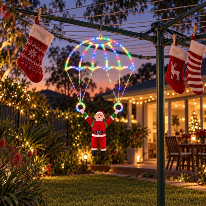 Solar Santa Parachute Christmas Lights Outdoor LED Garden Decoration Light