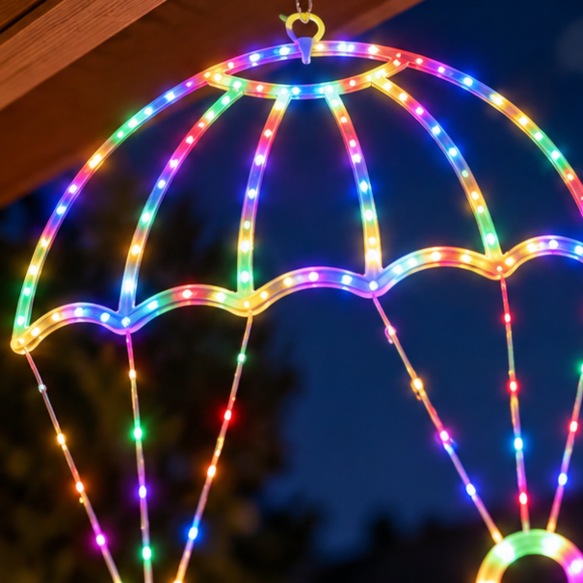 Solar Santa Parachute Christmas Lights Outdoor LED Garden Decoration Light