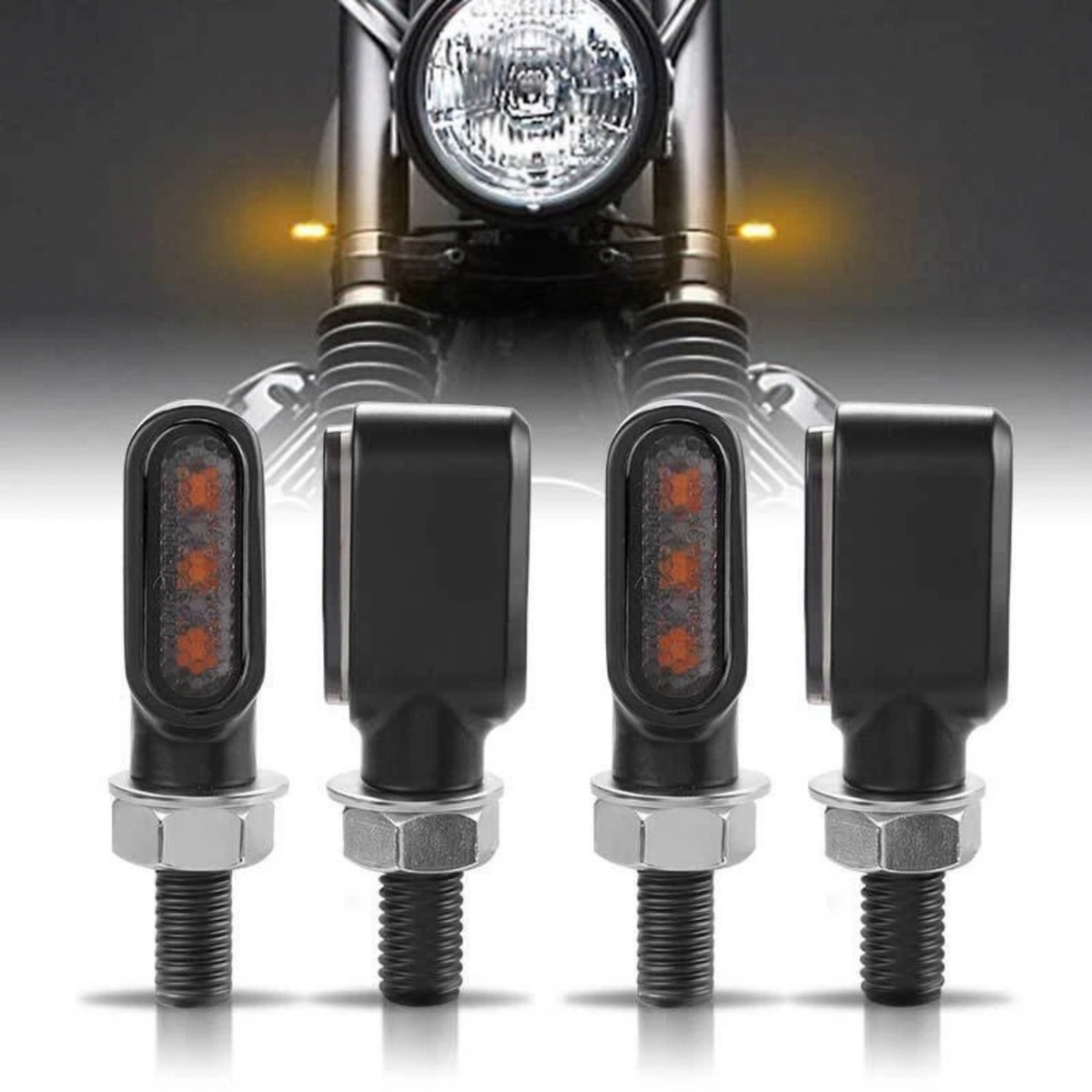 4X LED Motorcycle Turn Signal Lights Amber 12V IP67 Indicator Lamp Set Tool