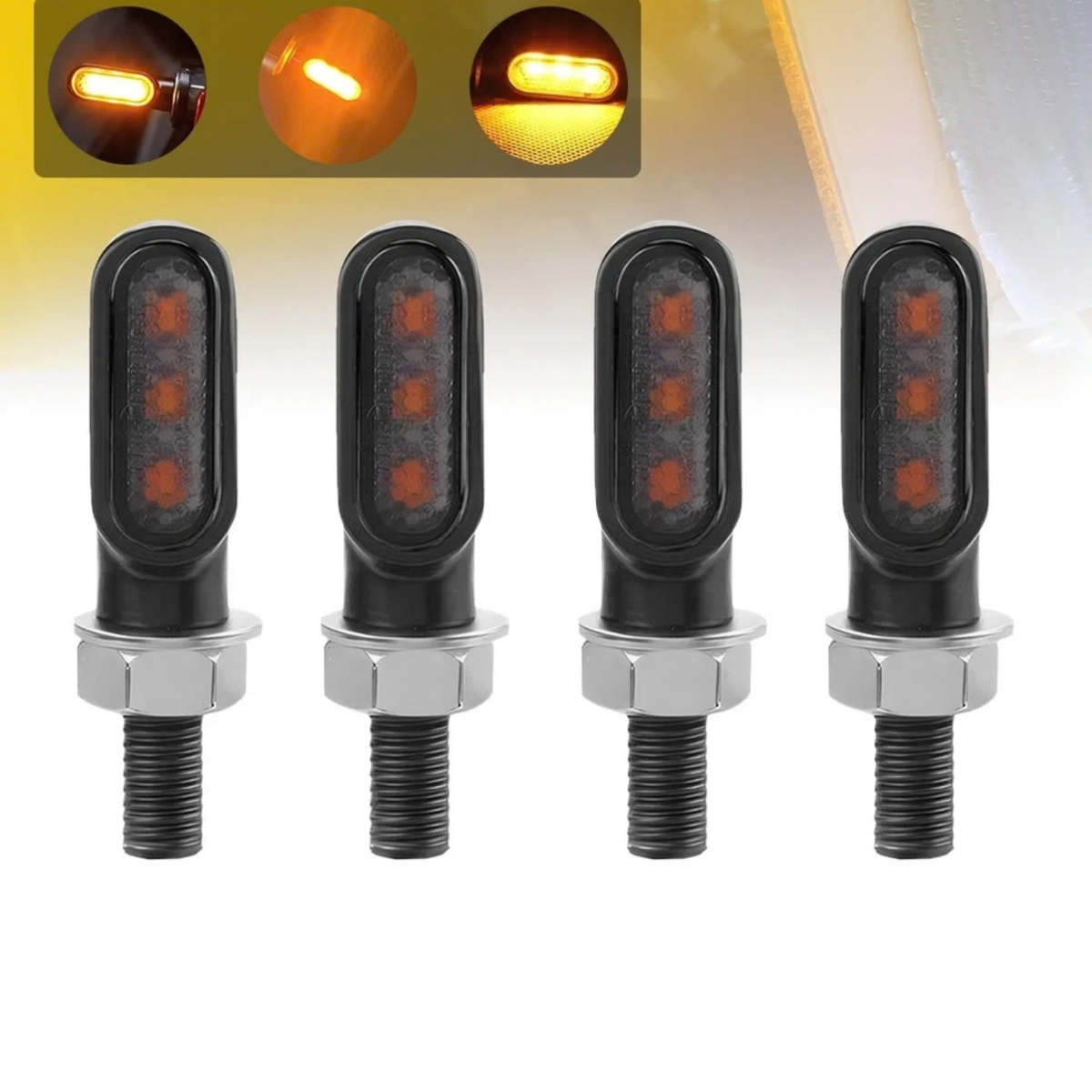 4X LED Motorcycle Turn Signal Lights Amber 12V IP67 Indicator Lamp Set Tool