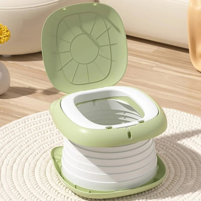 Portable Folding Potty Seat Toddler Green Toilet with 75 Disposable Bags Kit