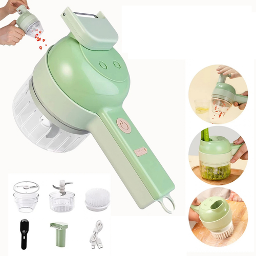 Electric Vegetable Cutter 4 in 1 USB Food Chopper Kitchen Slicing Tools Set