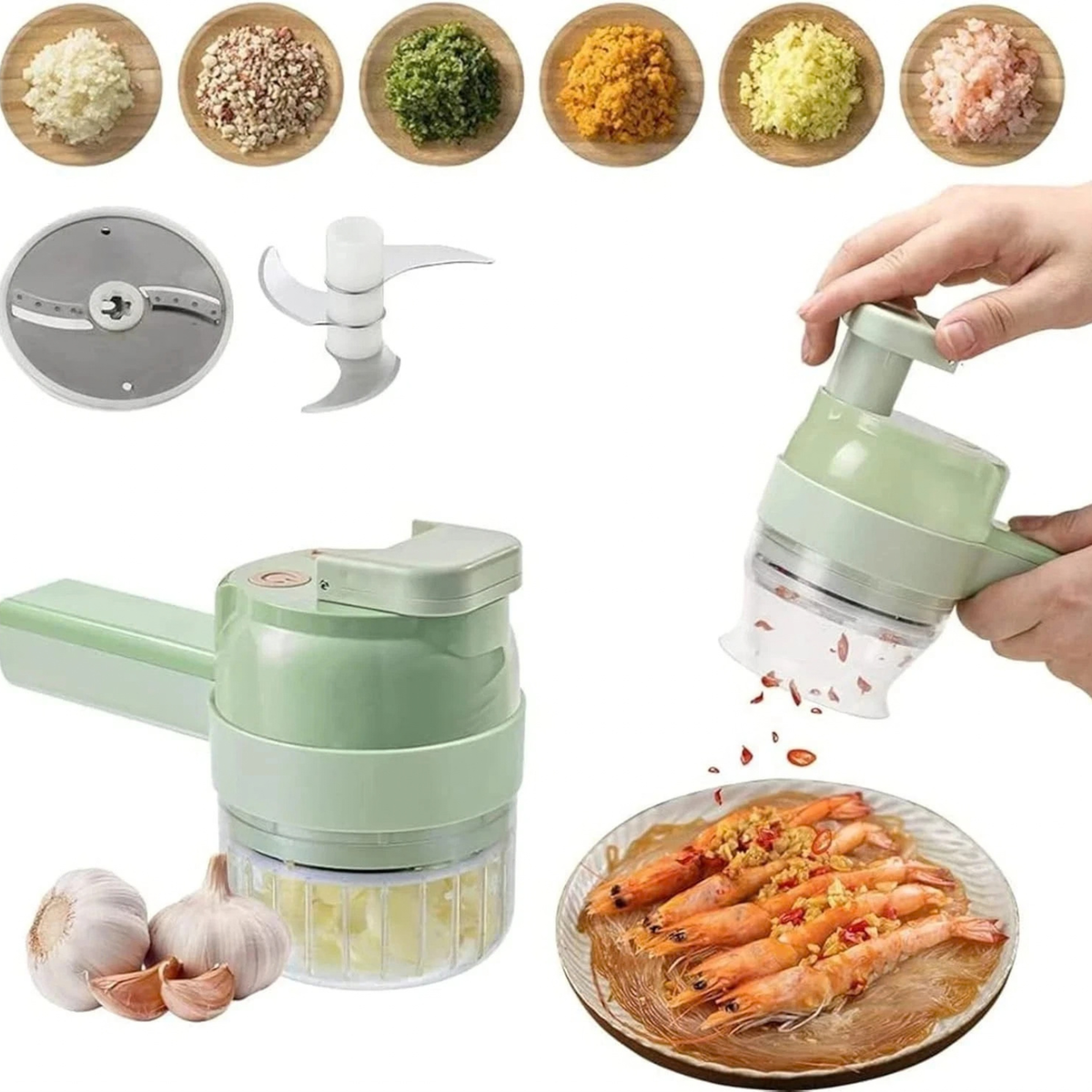 Electric Vegetable Cutter 4 in 1 USB Food Chopper Kitchen Slicing Tools Set
