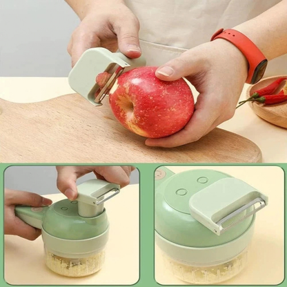 Electric Vegetable Cutter 4 in 1 USB Food Chopper Kitchen Slicing Tools Set