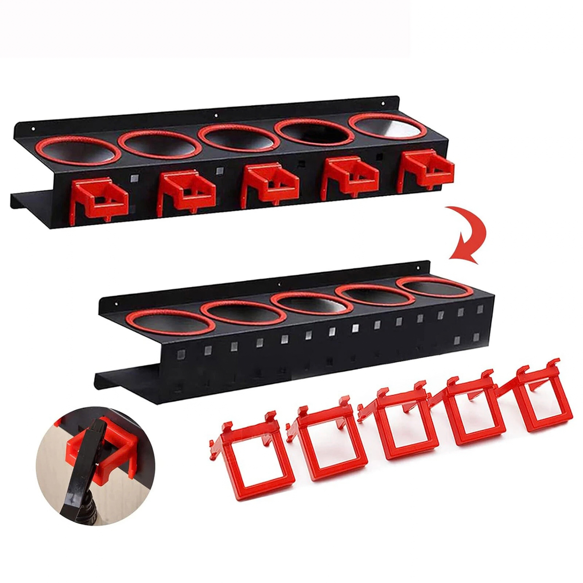 Wall Mount Spray Bottle Rack 5 Hook Garage Storage Holder Organiser Outdoor