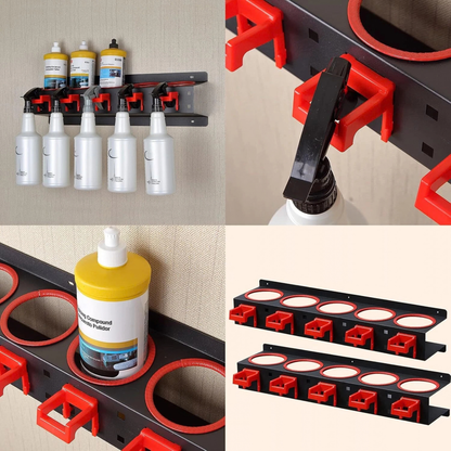 Wall Mount Spray Bottle Rack 5 Hook Garage Storage Holder Organiser Outdoor