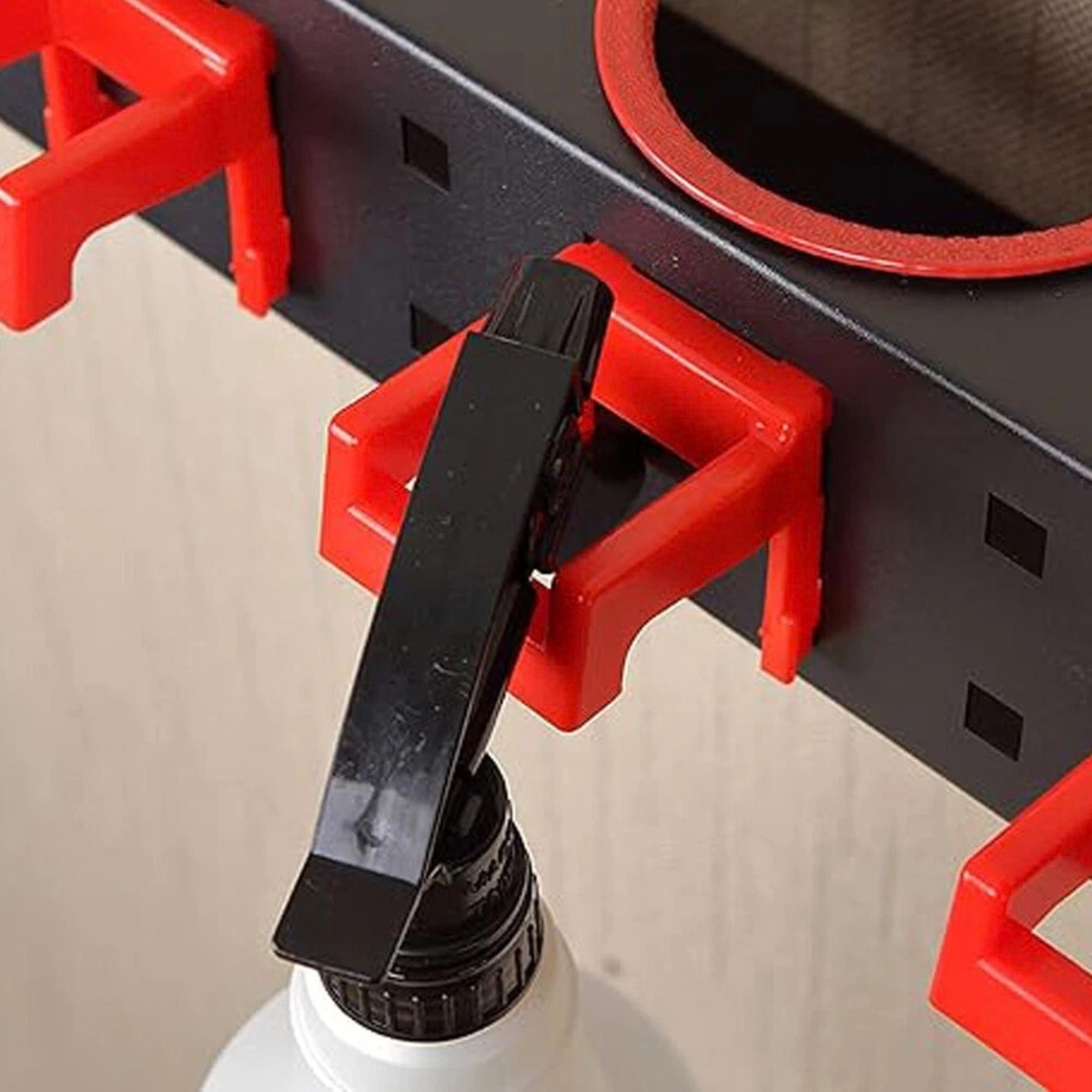 Wall Mount Spray Bottle Rack 5 Hook Garage Storage Holder Organiser Outdoor