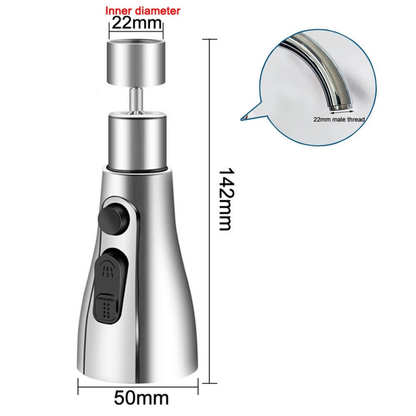 360° Swivel Kitchen Faucet Sprayer Head 3 Modes Replacement Nozzle Silver