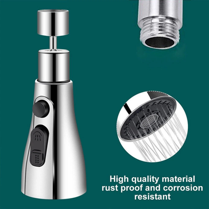 360° Swivel Kitchen Faucet Sprayer Head 3 Modes Replacement Nozzle Silver