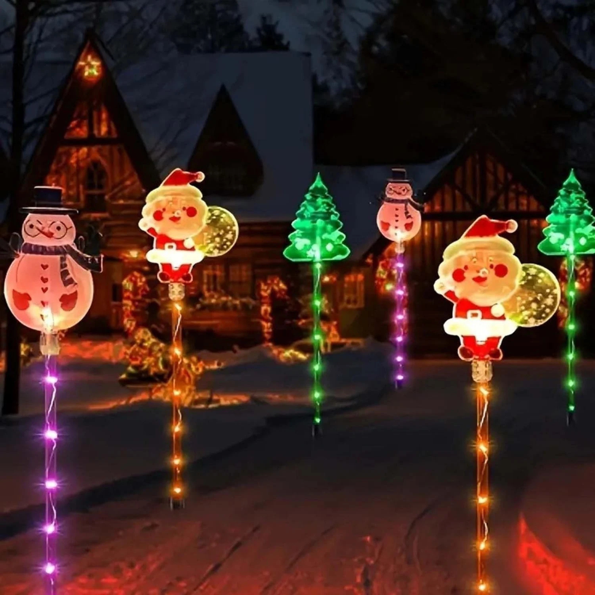 Solar Christmas Stake Lights LED Garden Decorations Outdoor Lighting #A