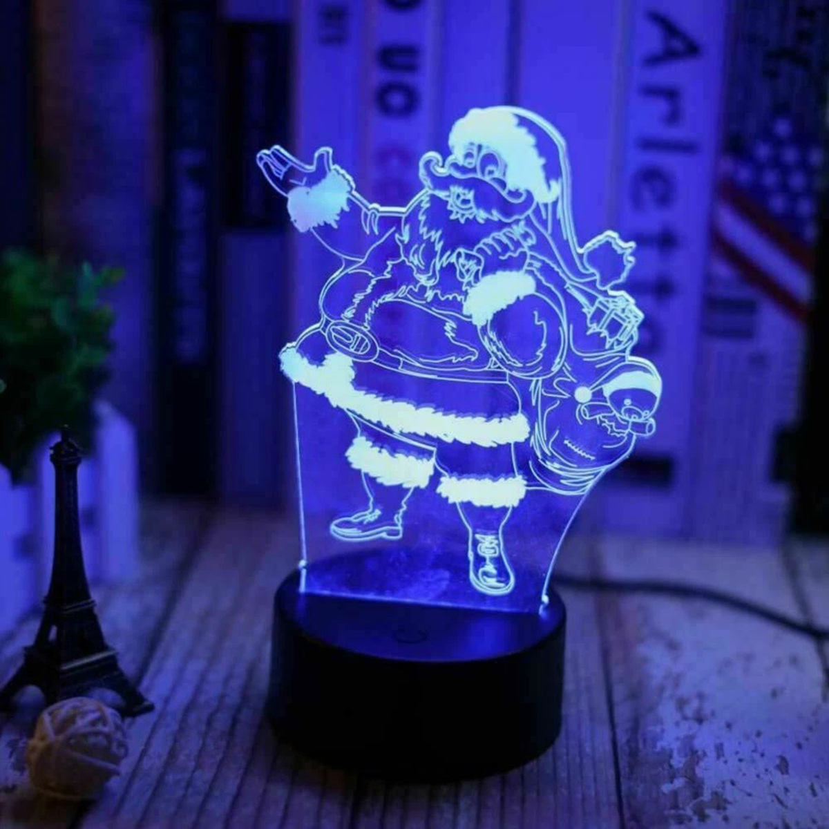 Acrylic Santa Claus 3D LED Night Light 7 Colour Changing Touch Control Lamp