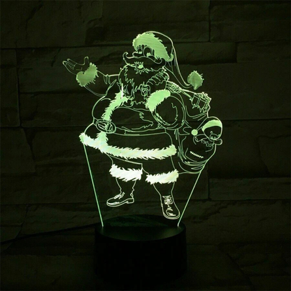 Acrylic Santa Claus 3D LED Night Light 7 Colour Changing Touch Control Lamp