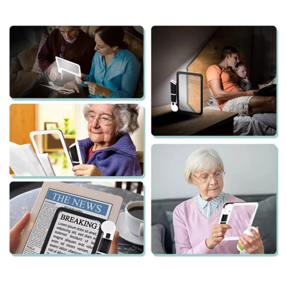 Large Rectangular LED Handheld Magnifying Glass 48 LED Lights 3 Colour Modes