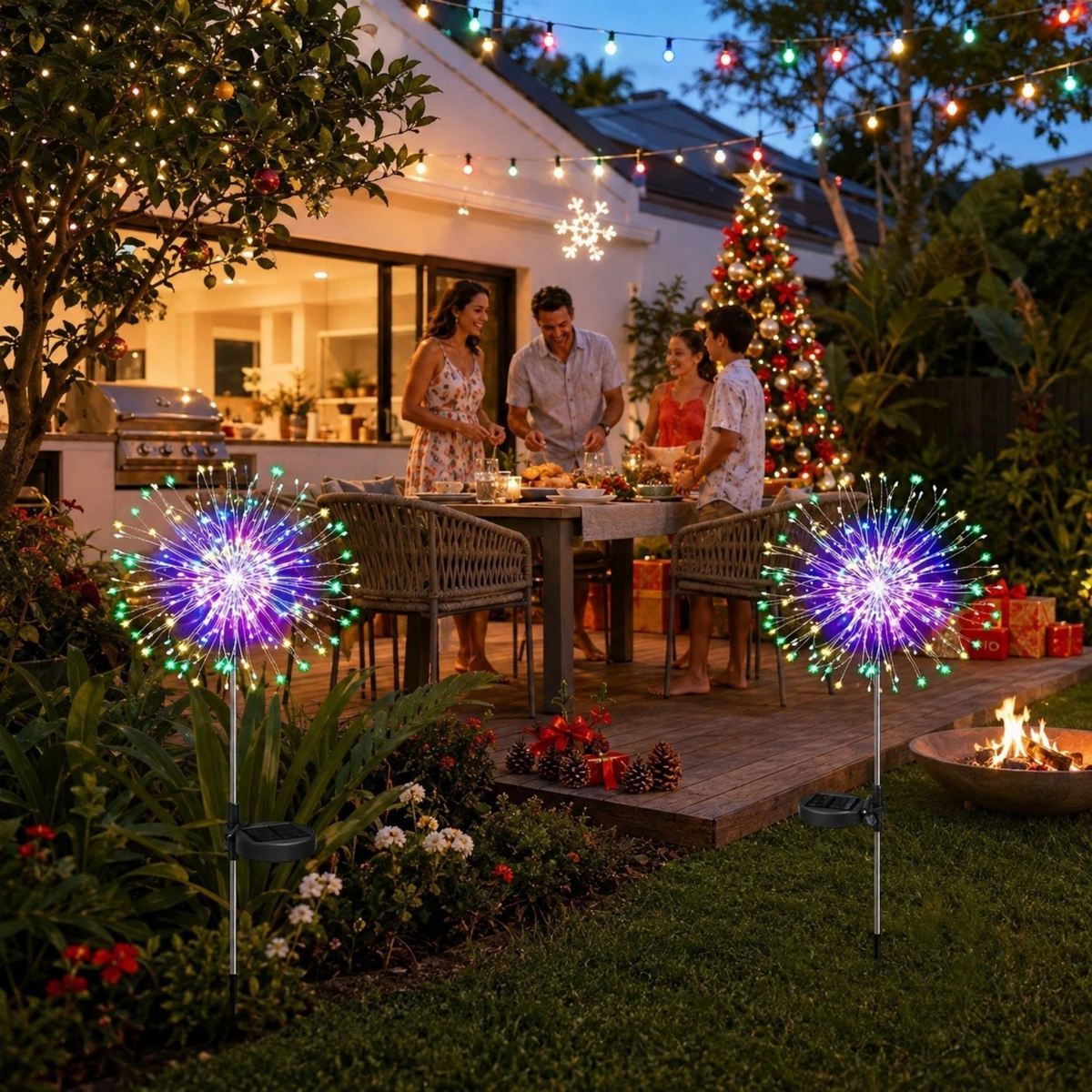 2x 150 LED Solar Firework Garden Lights Multicolour Outdoor Decoration