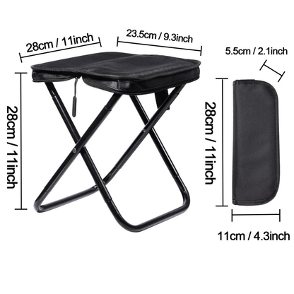 Black Portable Folding Camping Stool Lightweight Outdoor Chair Handbag Design