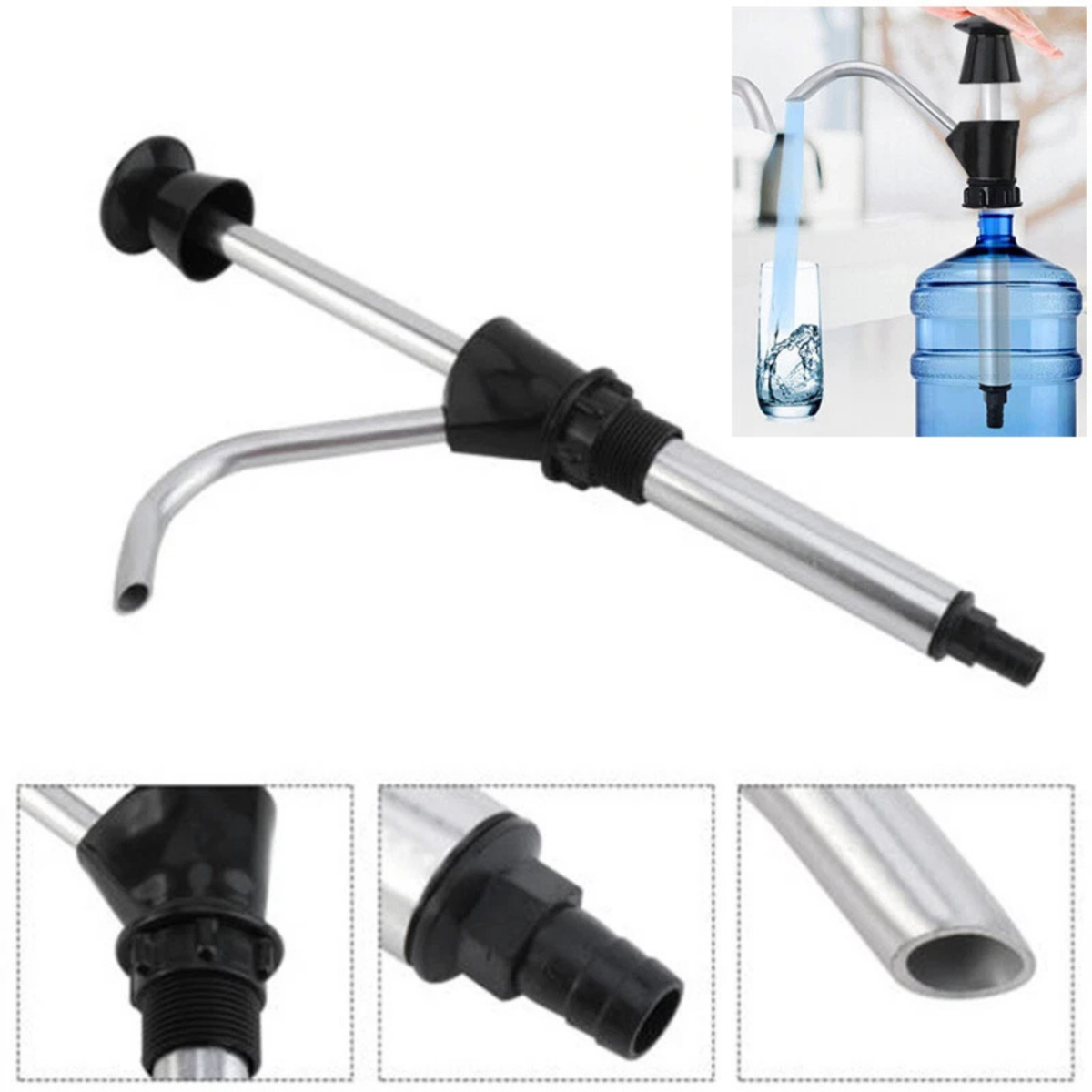 275mm Black Caravan Sink Hand Pump Tap Replacement Water Faucet Camping