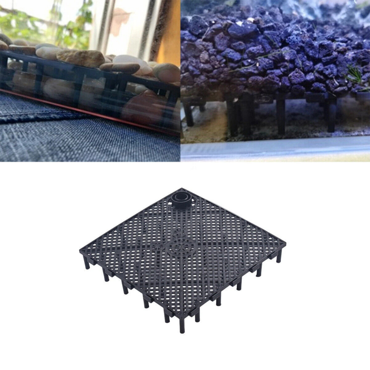 10x Black Aquarium Under Gravel Filter Plates PVC Fish Tank Filter System