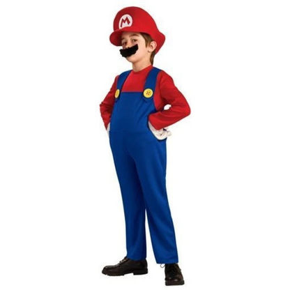 2x  Kids Super Mario Luigi Costume XL 8 to 12 Years L 5 to 7 Years Dress Up
