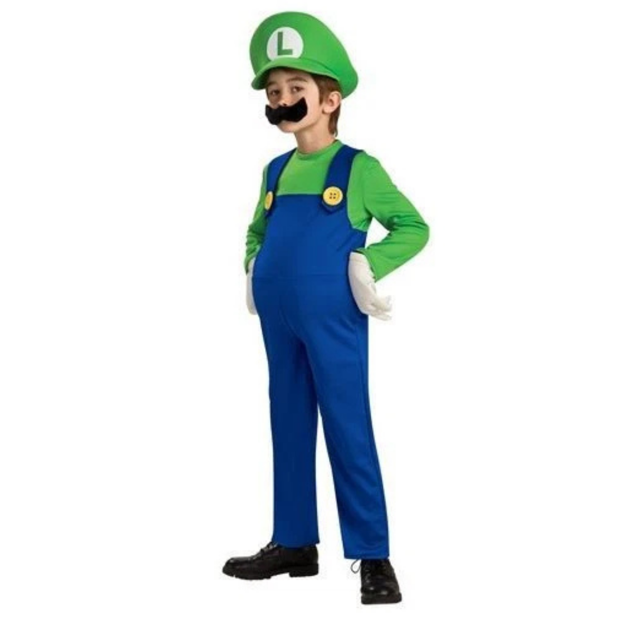 2x  Kids Super Mario Luigi Costume XL 8 to 12 Years L 5 to 7 Years Dress Up