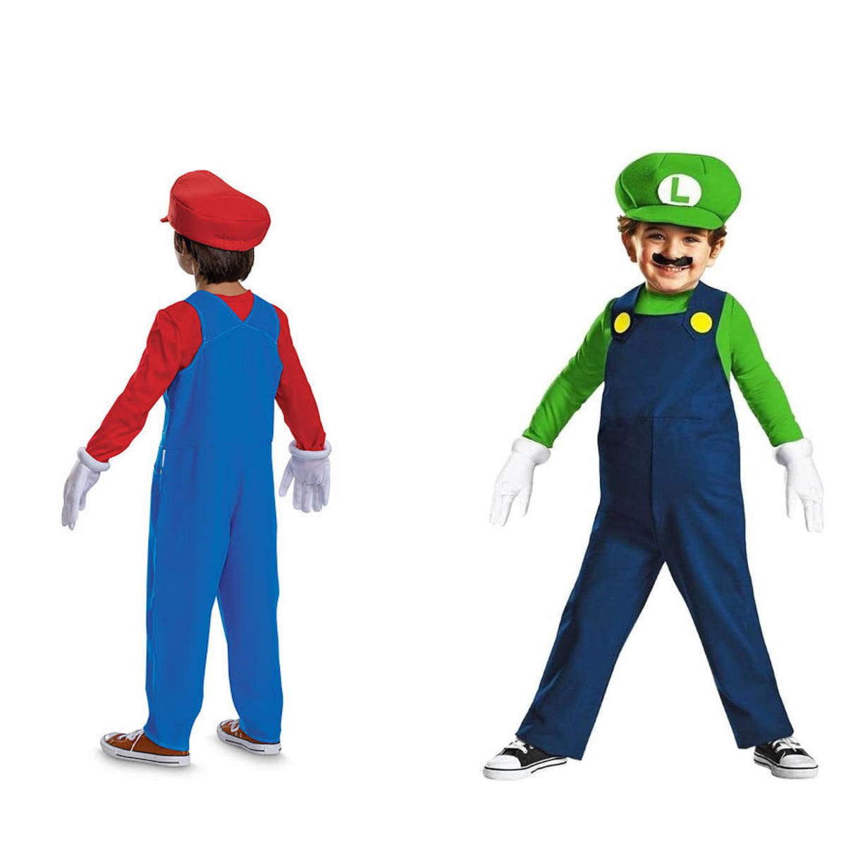 2x  Kids Super Mario Luigi Costume XL 8 to 12 Years L 5 to 7 Years Dress Up