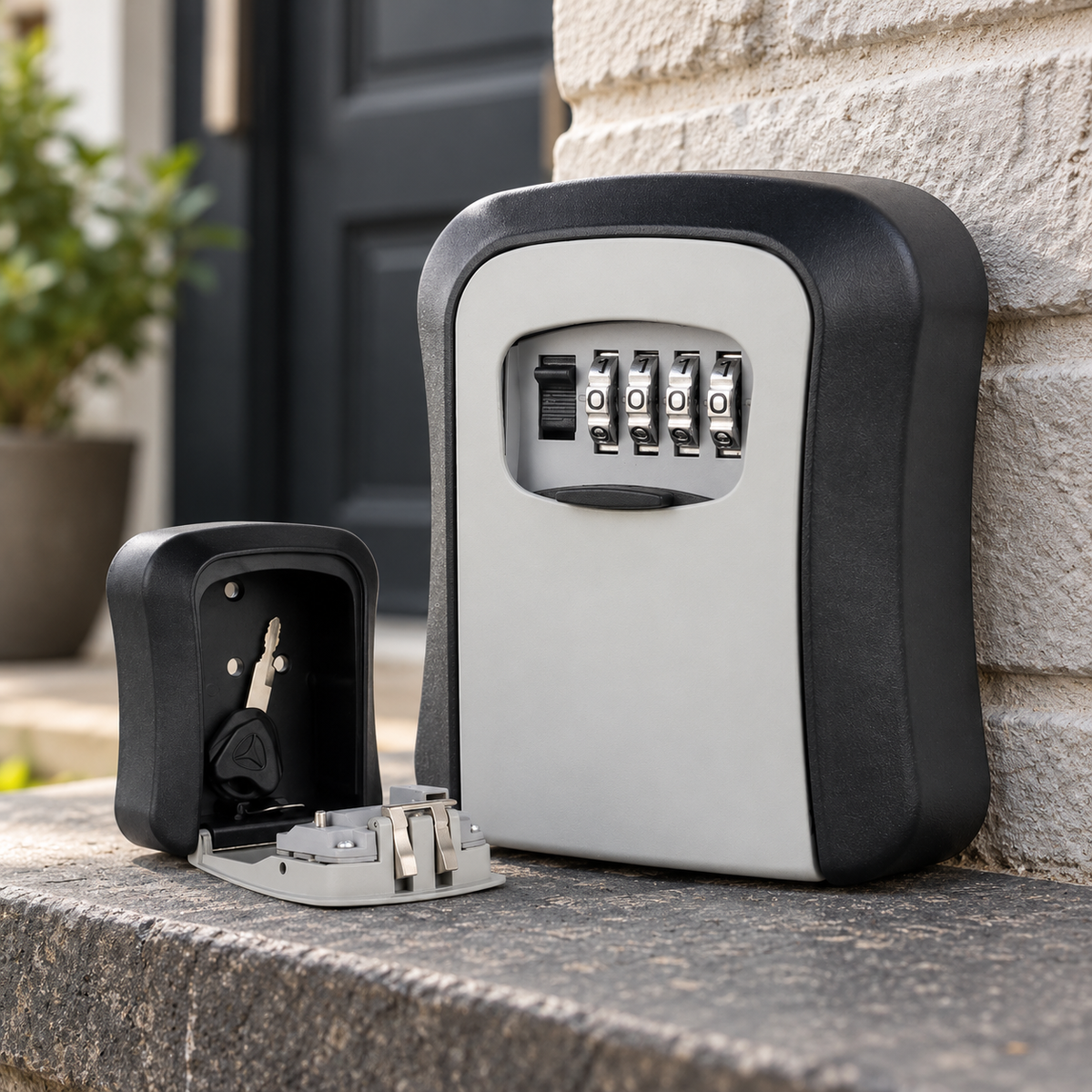 Home Security Outdoor Key Safe Storage Box Grey Wall Mounted Combination Lock