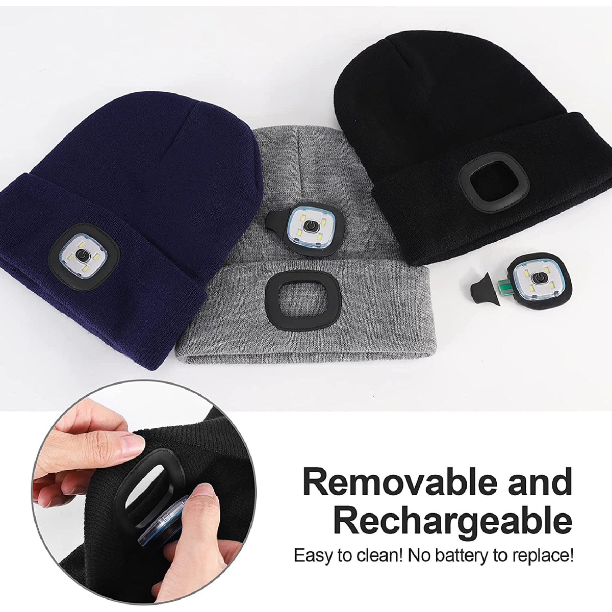 USB Rechargeable Winter Autumn Warm LED Light Knitted Beanie Hat Wireless