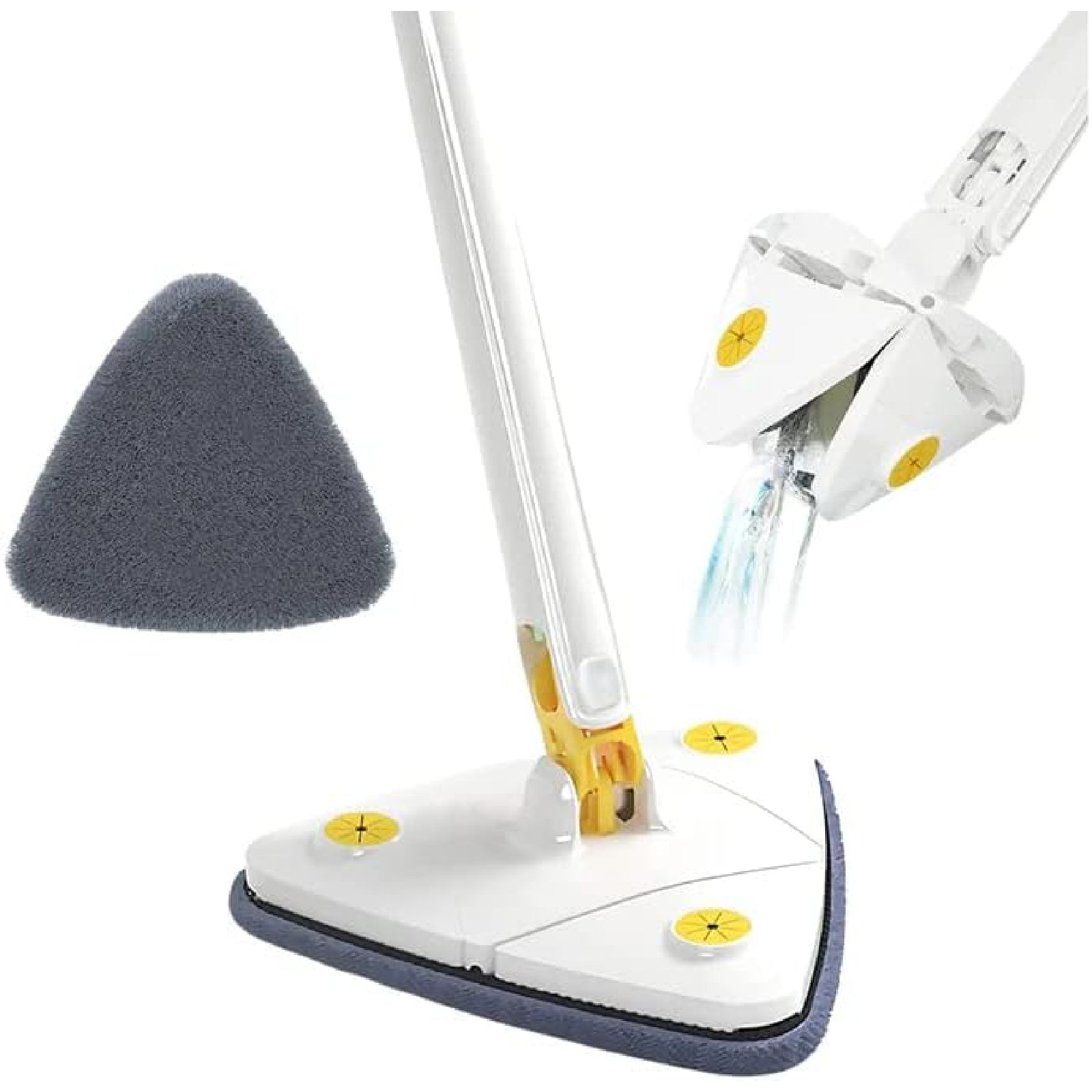360° Rotatable Adjustable Triangle Lazy Cleaning Floor Mop Wet Dry With 6 Pads
