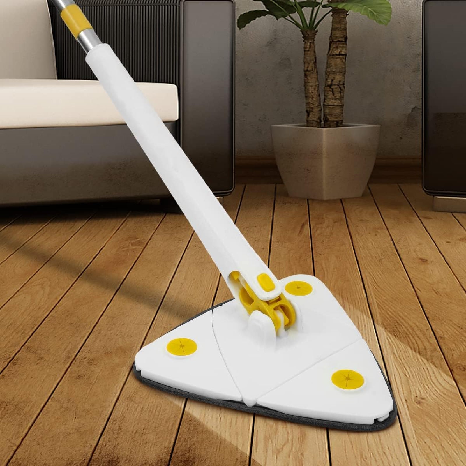 360° Rotatable Adjustable Triangle Lazy Cleaning Floor Mop Wet Dry With 6 Pads