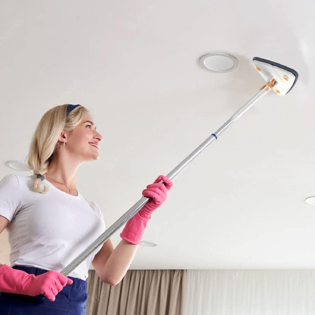 360° Rotatable Adjustable Triangle Lazy Cleaning Floor Mop Wet Dry With 6 Pads