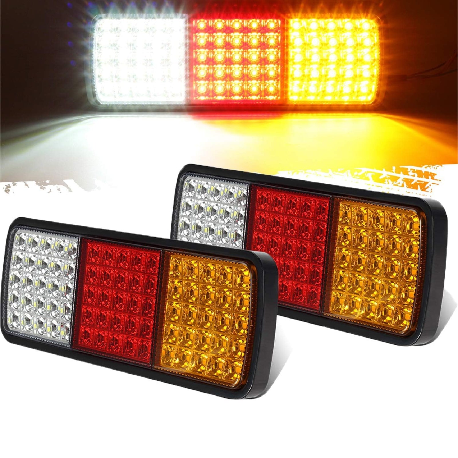 2x 75 LED Tail Lights 12V Trailer Truck Light Stop Indicator Reverse Lamp