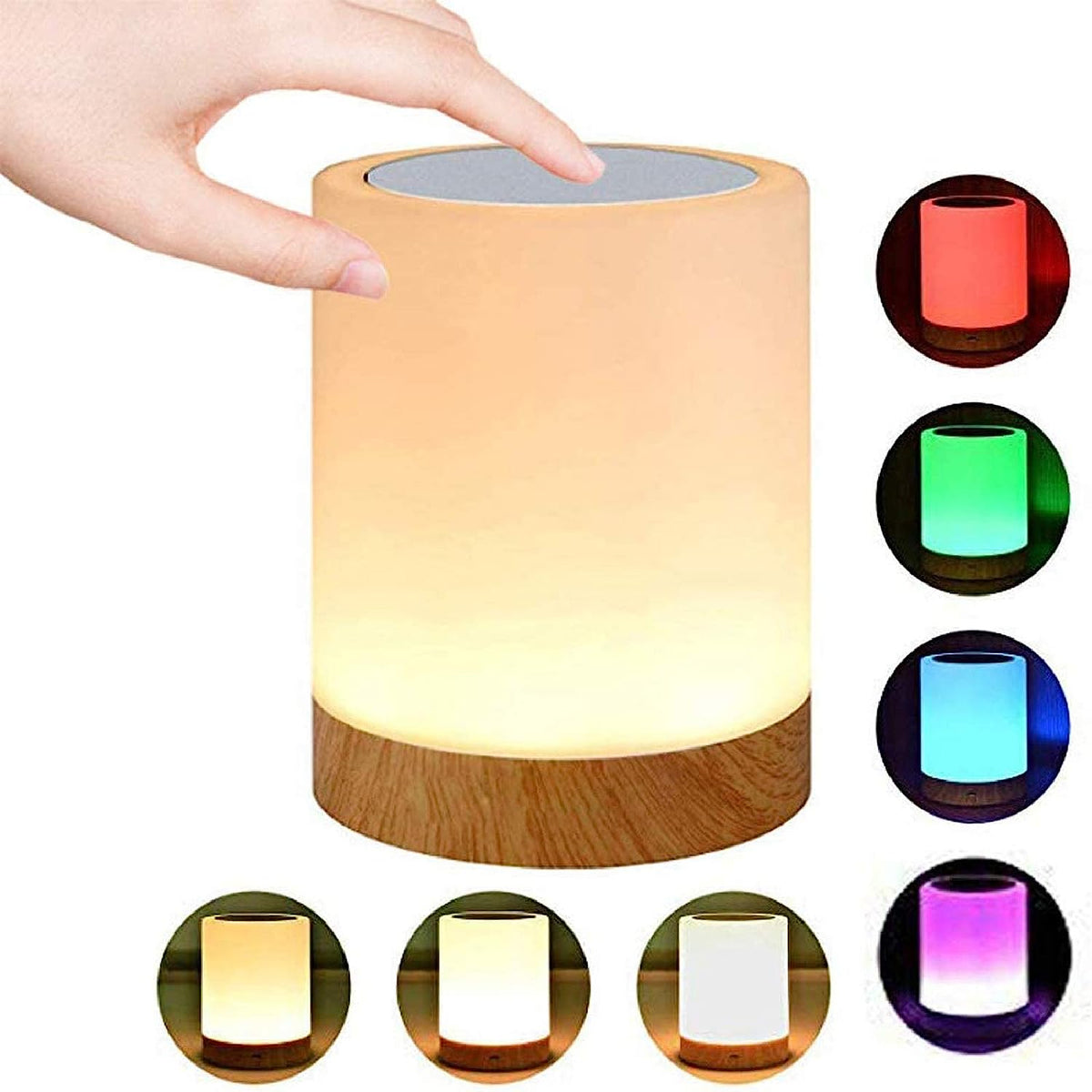 7 Colour RGB Touch LED Lamp Bedside Night Light Mood Dimmable USB Rechargeable