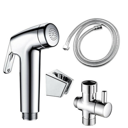 Douche Bidet Sprayer Shower Head Hose Shattaf Toilet Spray Kit Silver 4 Pieces